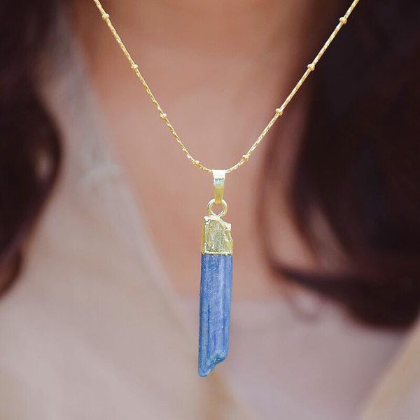 

blue stone necklace bohemia pendant for women natural necklaces, Silver