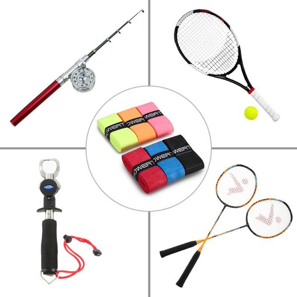 

6pcs colorful padel non-slip breathabletennis overgrip sweatband absorbed wraps breathable badminton racquet, Yellow;black