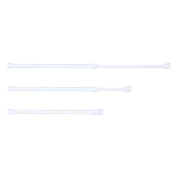 

shower curtains 3pcs extendable cupboard bars tensions rod spring curtain adjustable width 11.8-20 inches (white)