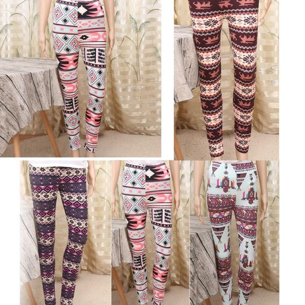 

women's leggings healmeyou women warm winter knit snowflake tights xmas tight fleece stretch pants, Black
