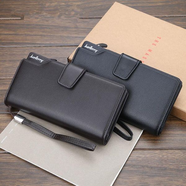 

wallets men long fashion 2021 purse wallet male clutch leather zipper business coin 048q, Red;black