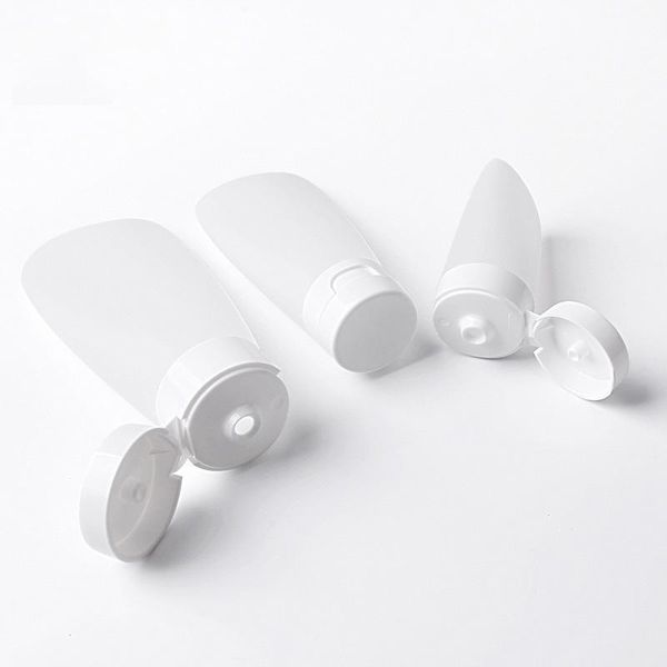 

10pcs 30ml 60ml 100ml plastic pe empty soft tubes matte white pressing cosmetic cream containers with flip cap packaging tube packing bottle