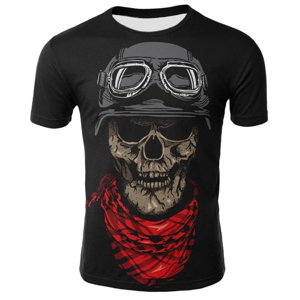 

men's t-shirts 2021 man's summer skull print short-sleeved t-shirt 3d casual breathable and plus size, White;black