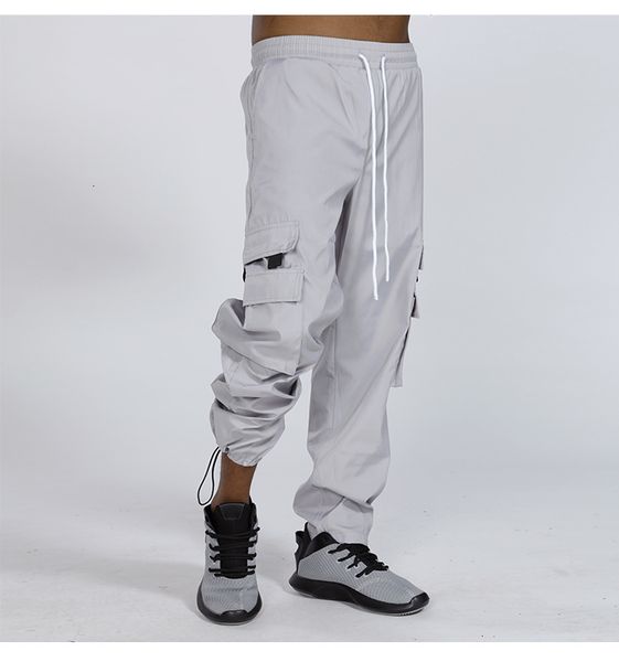 

men's pants casual cargo with pockets fashion design loose fitting sports hip hop joggers for i3sl, Black