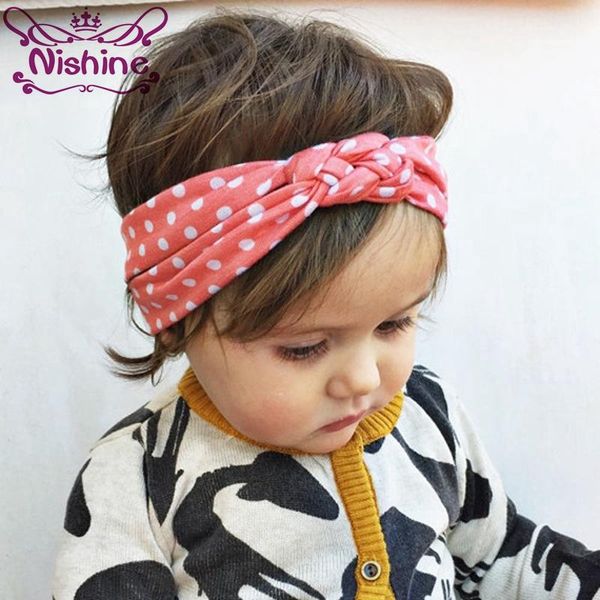 

nishine infant dot born hairbands baby girl twisted headdress hair bands bandana head wrap accessories party gift, Slivery;white