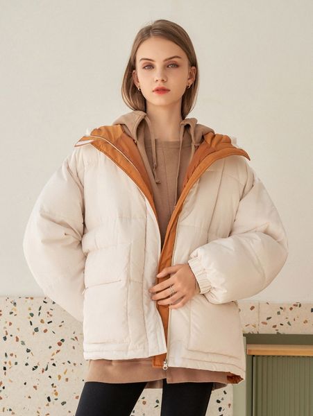 

coldbreak colorblock dual pocket zip up winter coat 808h#, Black
