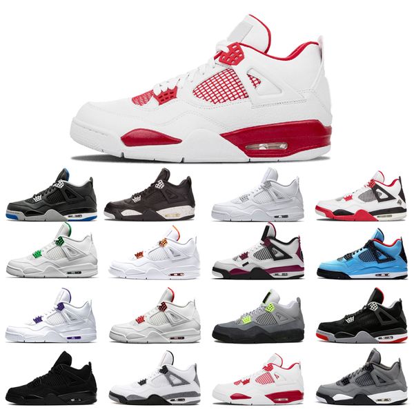

man's basketball shoes 4s high cut black cat court purple university red neon alternate motorsport orange metallic white cement cool gr