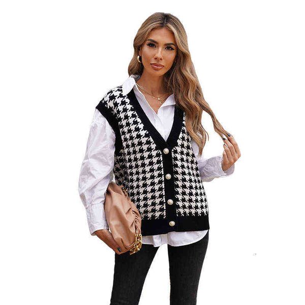 

shiying knitted vest women's autumn and winter solid color twisted, White;black