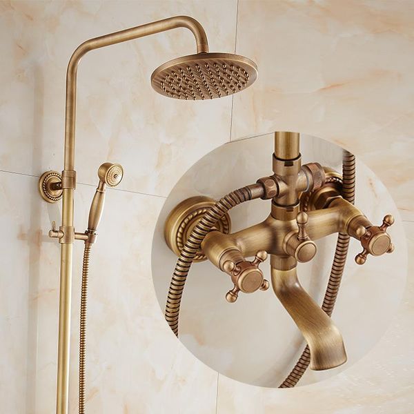 

dofaso antique old-style bathroom shower set rain nozzle retro porcelain tap toilet complete copper bath sets
