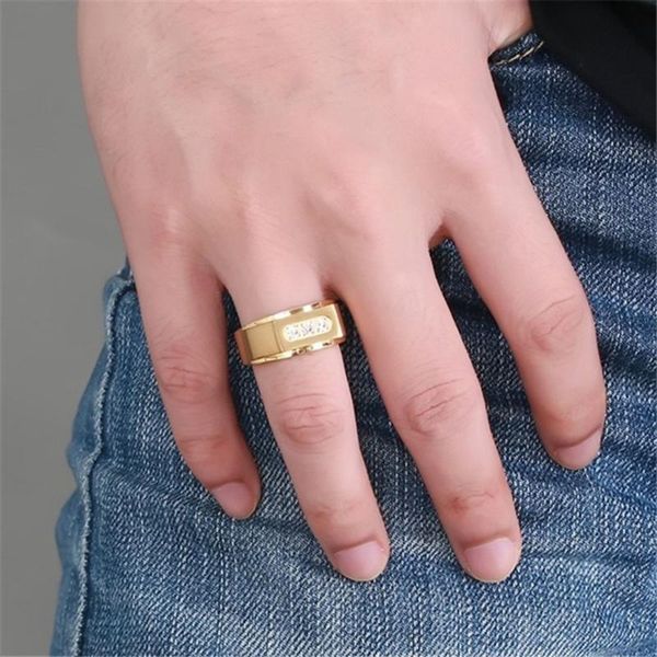 

wedding rings jewelry men's ring with zircon and three diamonds, Slivery;golden