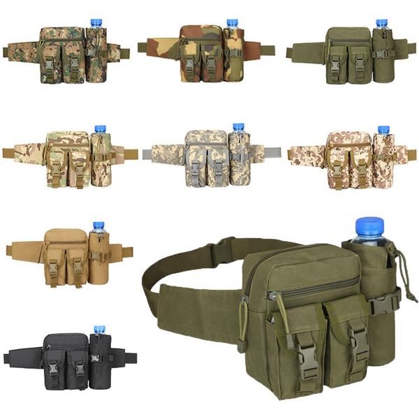 

outdoor bags men tactical waist bag waterproof military hiking army bolsa with kettle holder pouch camo hunting accessories