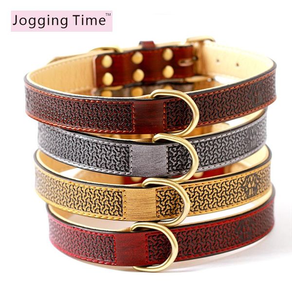

soft touch dogs collars for medium large pet dog luxury genuine leather padded collar with alloy buckle and double d rings & leashes