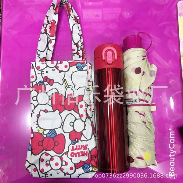 

ob5d cartoon mug bags storage waterproof hand carrying merlot kt pudding stewing pot kettle thermos cup hand umbrella storage bag