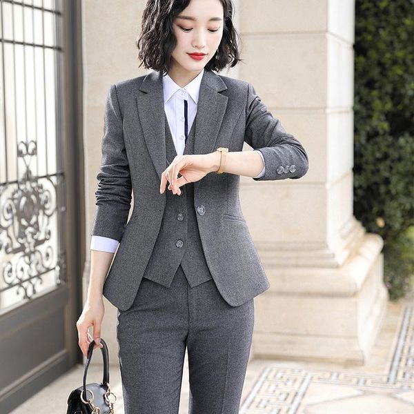 

women's two piece pants suit, office suit pants, jacket, 2-piece set, White