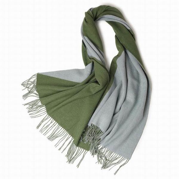 

scarves bogeda winter 100% wool scarf women fashion double sides green thick shawl warm lady gift, Blue;gray