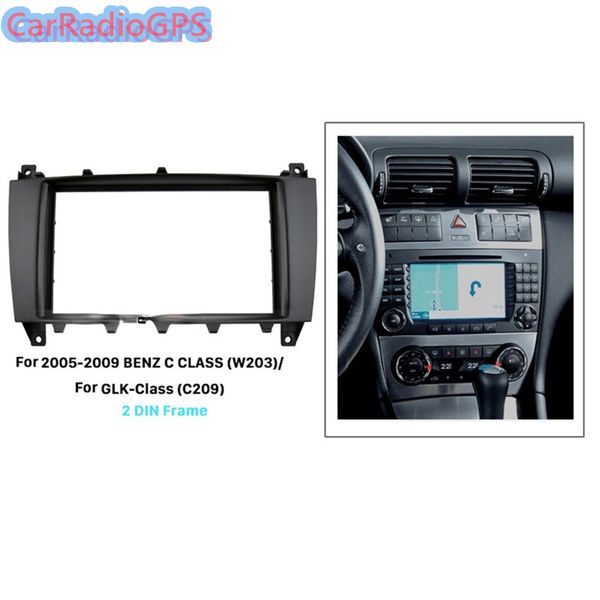 Carro Rádio Fáscia Retenção 2din Frame Panel Kit para 2005 2006 2007 2008 2009 Mercedes Benz C Classe W203 GLK-Class C209