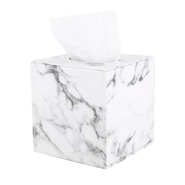 

tissue boxes & napkins marble square box pu leather roll paper holder toilet napkin cover locker towel