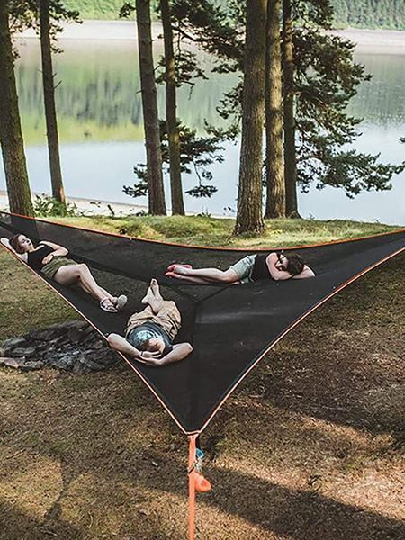 

tents and shelters hammock camping hanging chair nylon outdoor equipment triangular air cushion for multi-person