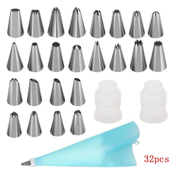 

baking & pastry tools 32 pcs/set cake turntable icing bag piping nozzles set home bakery decorating kit