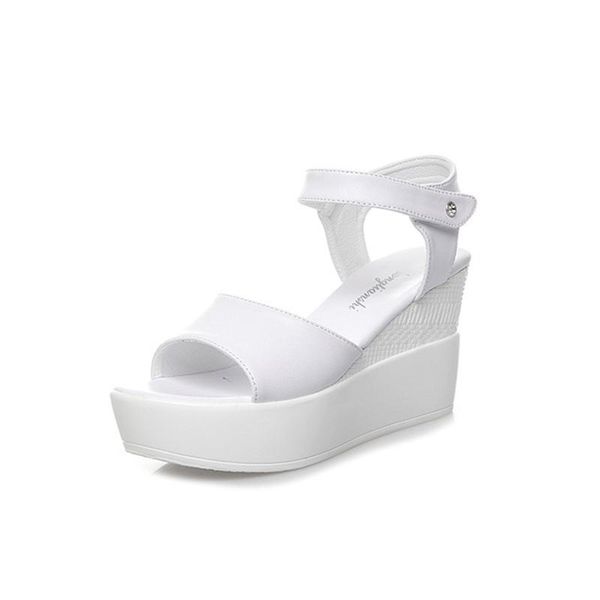 

sandals women 2021 summer casual leather high heels ladies white/black sandal platform shoes for woman wedges dress