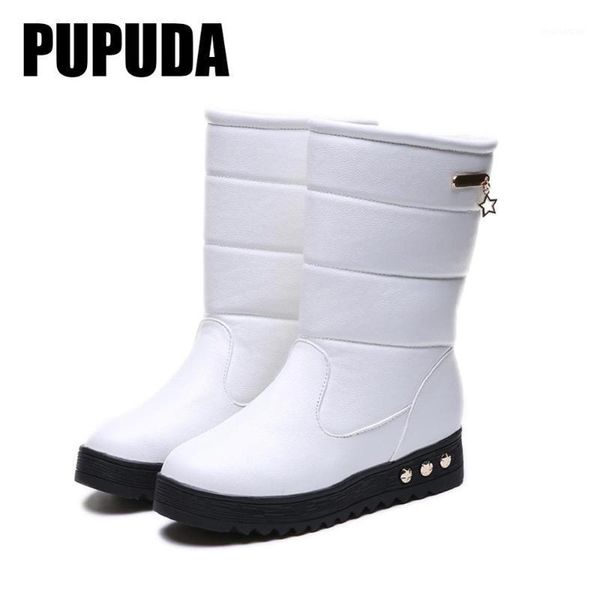 

boots pupuda snow women platform cowboy for winter comfortable casual femal shoes leadies 20211, Black