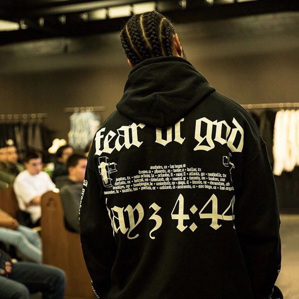 

men's hoodie street trend [fear of god] letter print hooded sweater arcade hip-hop apparel autumn new essential men's women's, Black