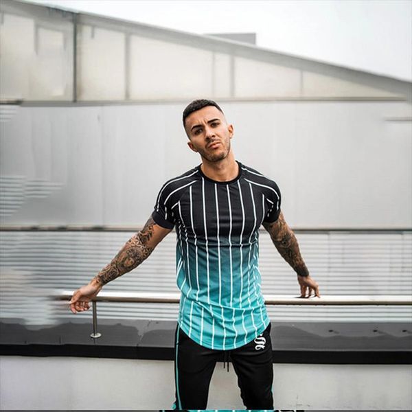 

casual hip hop summer tees men t shirt streetwear stripe mens elastic clothing european size, White;black