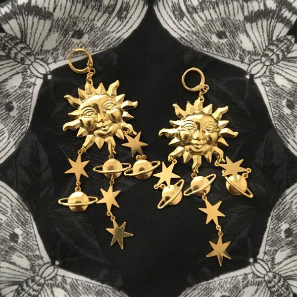 

dangle & chandelier vintage sun star celestial boho women drop hanging earrings outspace gothic statement jewelry gift, Silver
