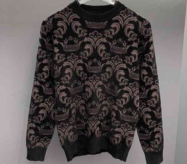 

2022 22ss brand floral knitting knitted crown print luxury jumper pullover royal sweater famous for men, Black