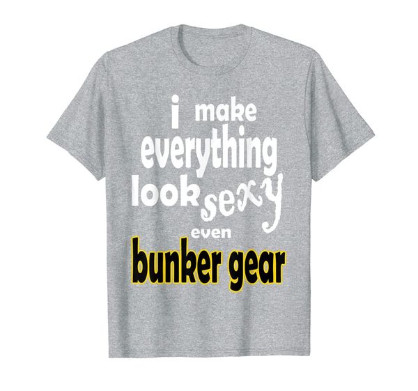 

i make everything look bunker gear firefighter red line t-shirt, White;black