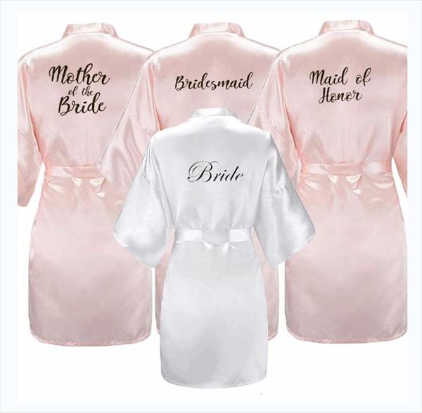 

bride bridesmaid robe with womens sleepwears white black letters mother sister of the wedding bathrobe kimono satin robes, Black;red