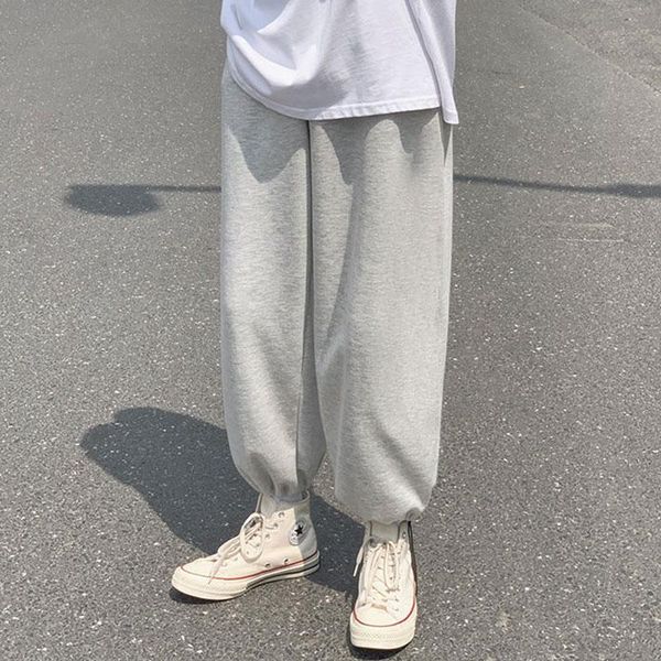 

men's pants 2021 summer male loose sports students korean casual straight ankle-length trousers, Black