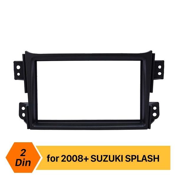 Schwarzer 2-DIN-Autoradio-Blende für 2008 2009–2014 Suzuki Splash, Auto-Stereo-Panel-Set, Armaturenbrett, CD-Plattenrahmen, Installationsset