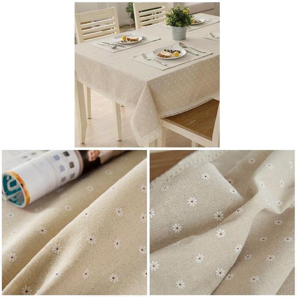 

flower pattern tablecloth linen cotton table cloth with lace dining cover d1