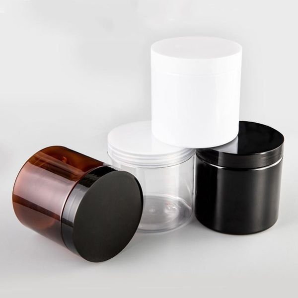 

storage bottles & jars 12pcs 500g empty black plastic jar screw cap pet pot container ,skin care cream jars,powder bottle containers white b