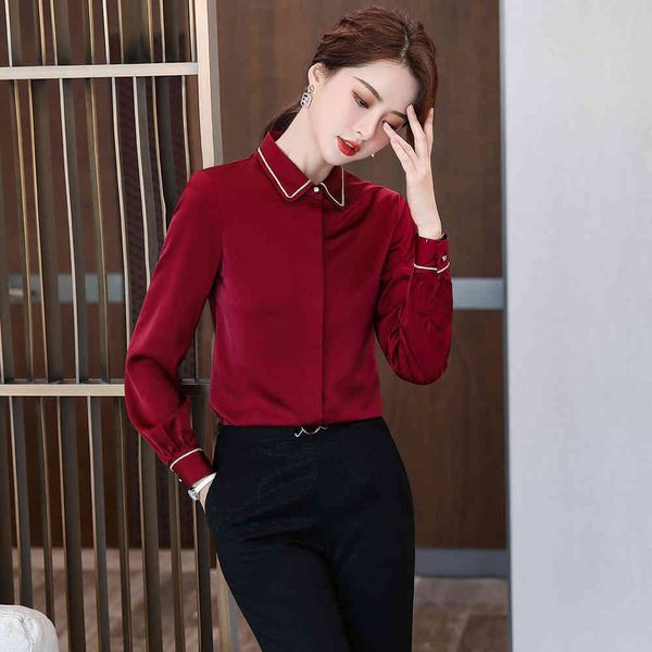 

white-red sleeve full sleeve. business shirts. ladies'career. work shirt ., Black