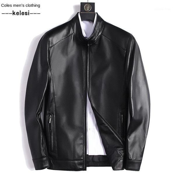 

winter men's leather casual middle aged large stand collar sheepskin coat gfp91819 & faux, Black