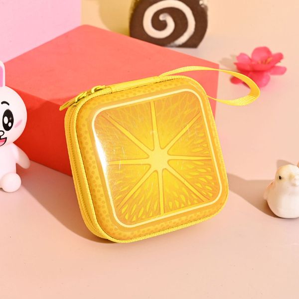 

10pcs coin purses women iron fruit prints square headset zipper small wallet, Red;black