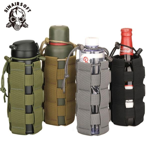 Açık Çantalar Sinairsoft Molle Sport Bag 300-800ml Su Şişesi Tırmanma D-Ring Tutucu Çekme Çantası Dayanıklı Seyahat Yürüyüşü