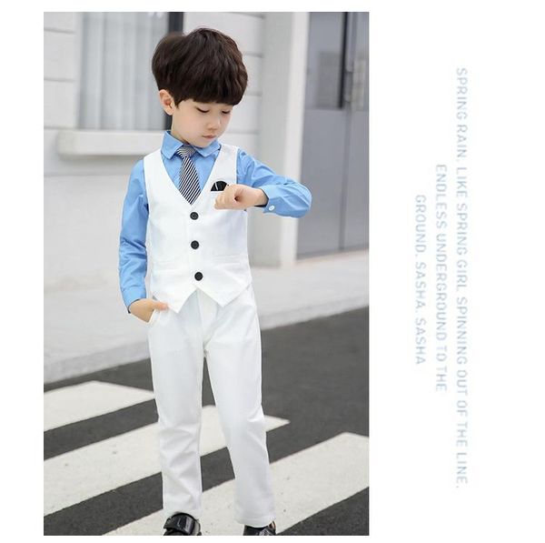 

men's suits & blazers 2022 black boys 3 pieces set slim fit children prom wedding blazer kid white tuxedo for jacket pants vest, White;black
