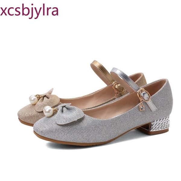 

dress shoes spring and autumn fashion round toe square root single sweet girl sequin women's silver gold, Black