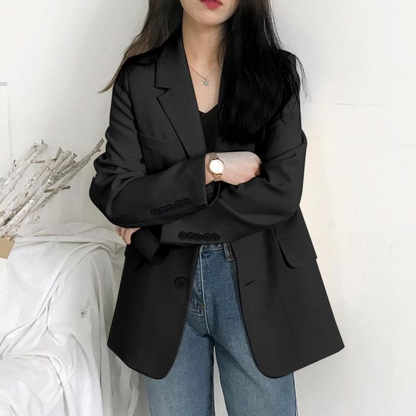 

single breasted blazers women office ladies blazer autumn jacket outerwear temperament long sleeve coats women's suits &, White;black