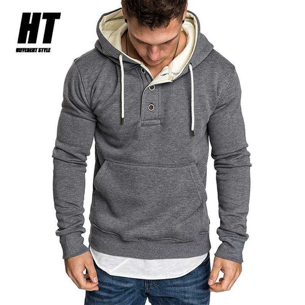 Henry Collar Hoodies Homens Marca Sólida Suéter Mens Com Capuz Hip Hop High Street Mens Hoodie Slim Sleeves Sportswear Masculino 210603