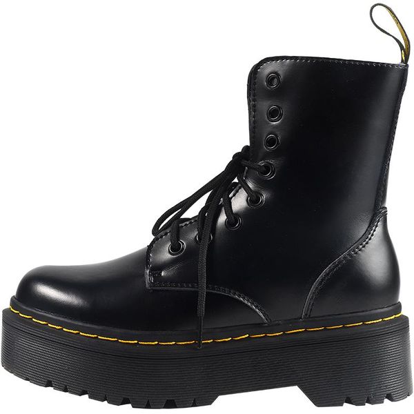 

thick-soled boots mid-high trendy tooling increase women's shoes, Black