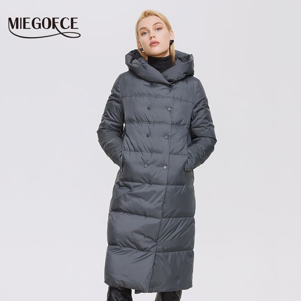 

miegofce 2021 new winter femmer jaet european coat simple classic long thi parka women winter coat d21872, Black