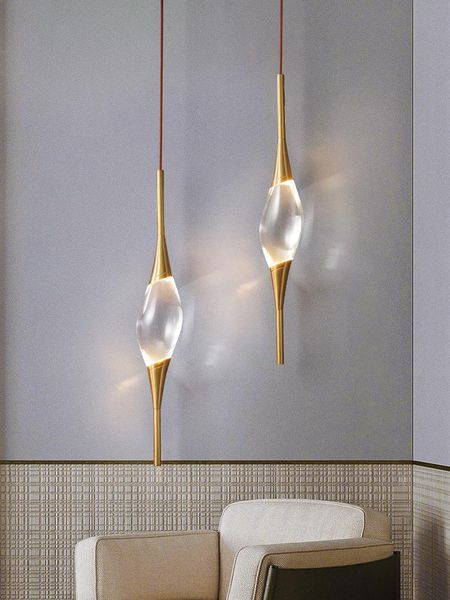 

pendant lamps light luxury bedside chandelier creative living room dining all copper crystal