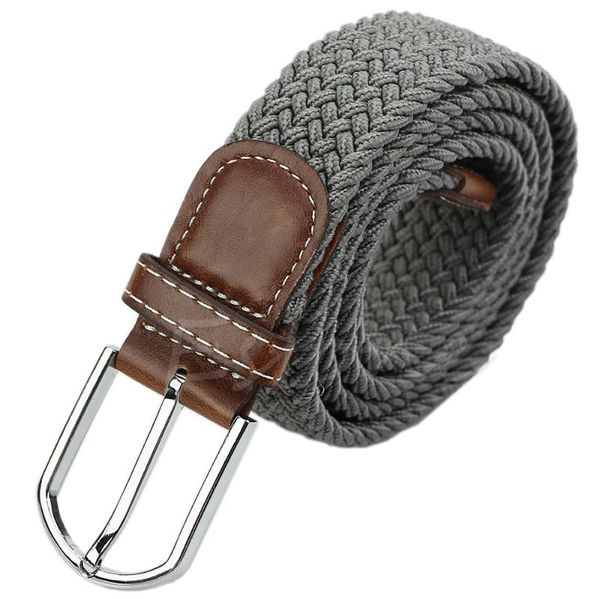 

belts woven stretch braided elastic leather buckle belt waistband, Black;brown