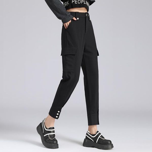 

men's pants suit women's autumn and winter 2021 korean version was thin small nine-point casual work with feet, Black