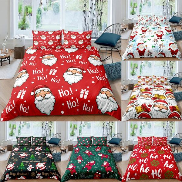 

bedding sets christmas set twin king  duvet cover 2/3 pcs cartoon santa claus print pillowcase bed