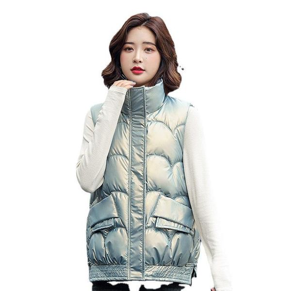 

women's vests 2021 winter jacket cotton vest coat women sleeveless waterproof coats slim warm padded parka ladies waistcoat, Black;white